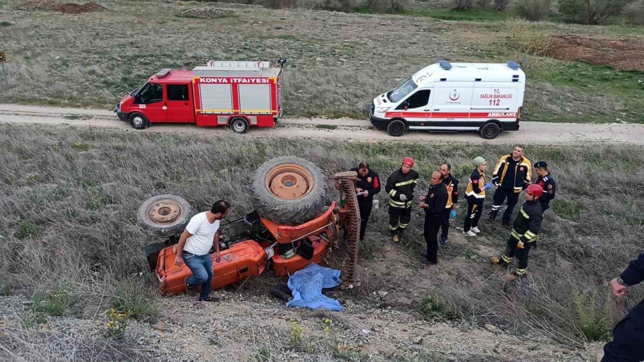 Konya Seydişehir'de Şarampole Devrilen Traktördeki Sürücü Yaşamını Yitirdi