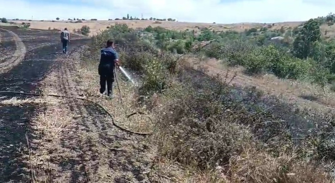 Tarım Arazisinde Korkutan Yangın: İtfaiye Ekipleri Alevleri Söndürdü