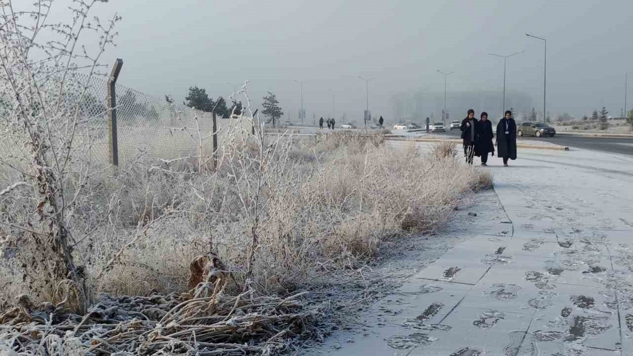 Erzurum Güne Kırağı ve Sis ile Uyandı