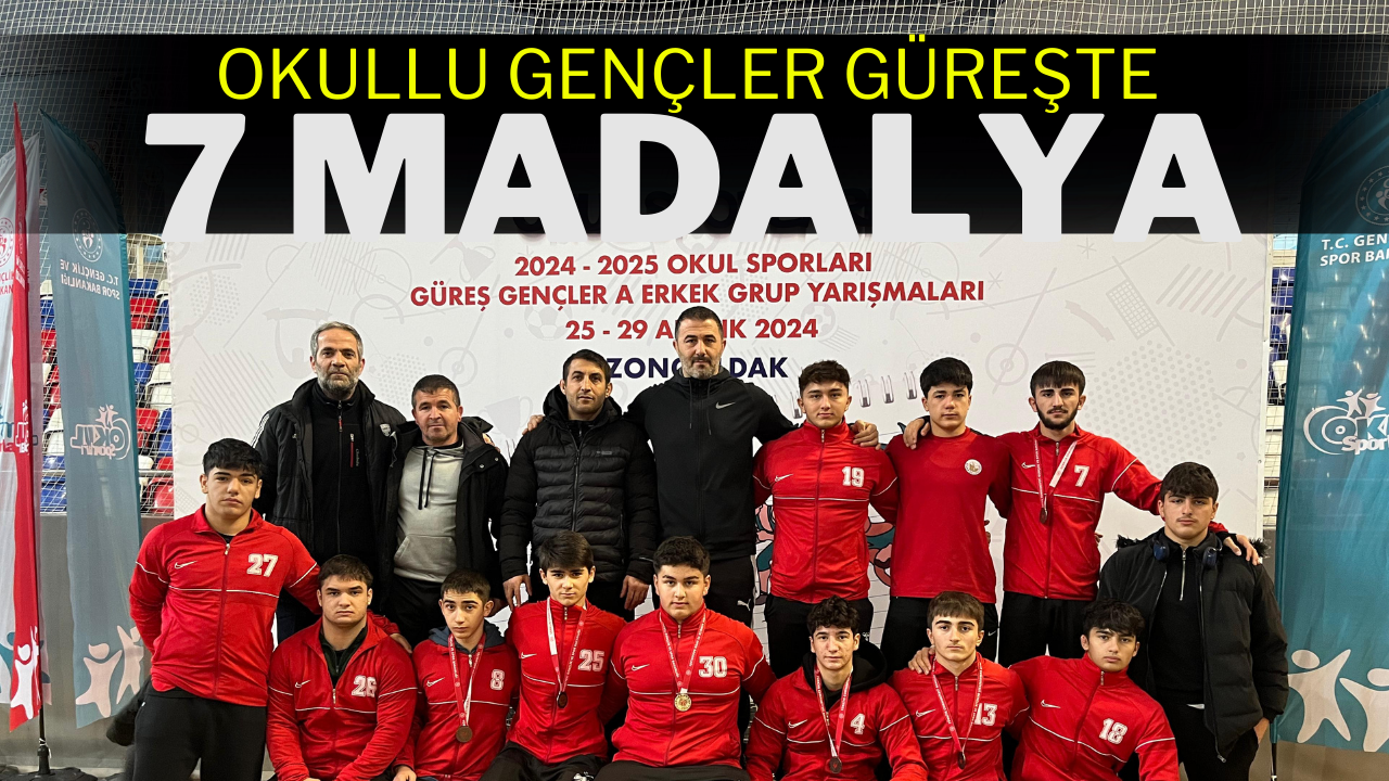 Okullu Gençler Güreşte 7 Madalya