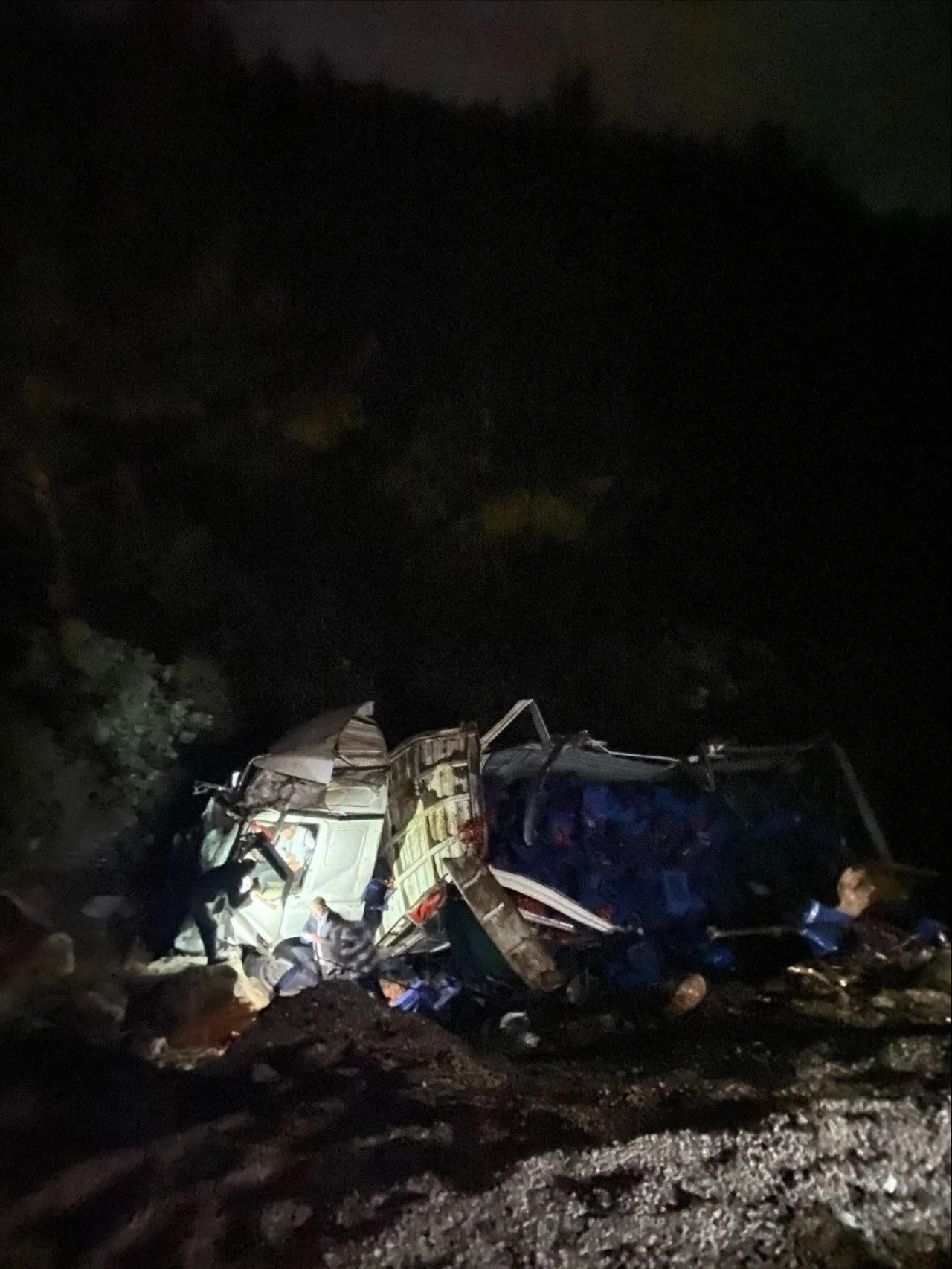 Muğla'da Domates Yüklü Kamyon Uçuruma Yuvarlandı: 1 Yaralı