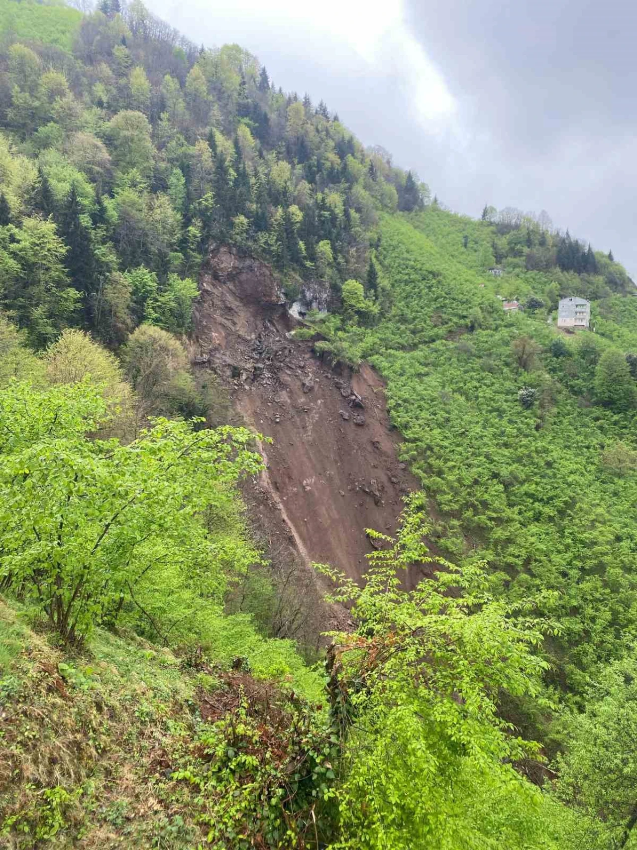 Trabzon'da Korkutan Heyelan! Mahalle Yolu Kapandı