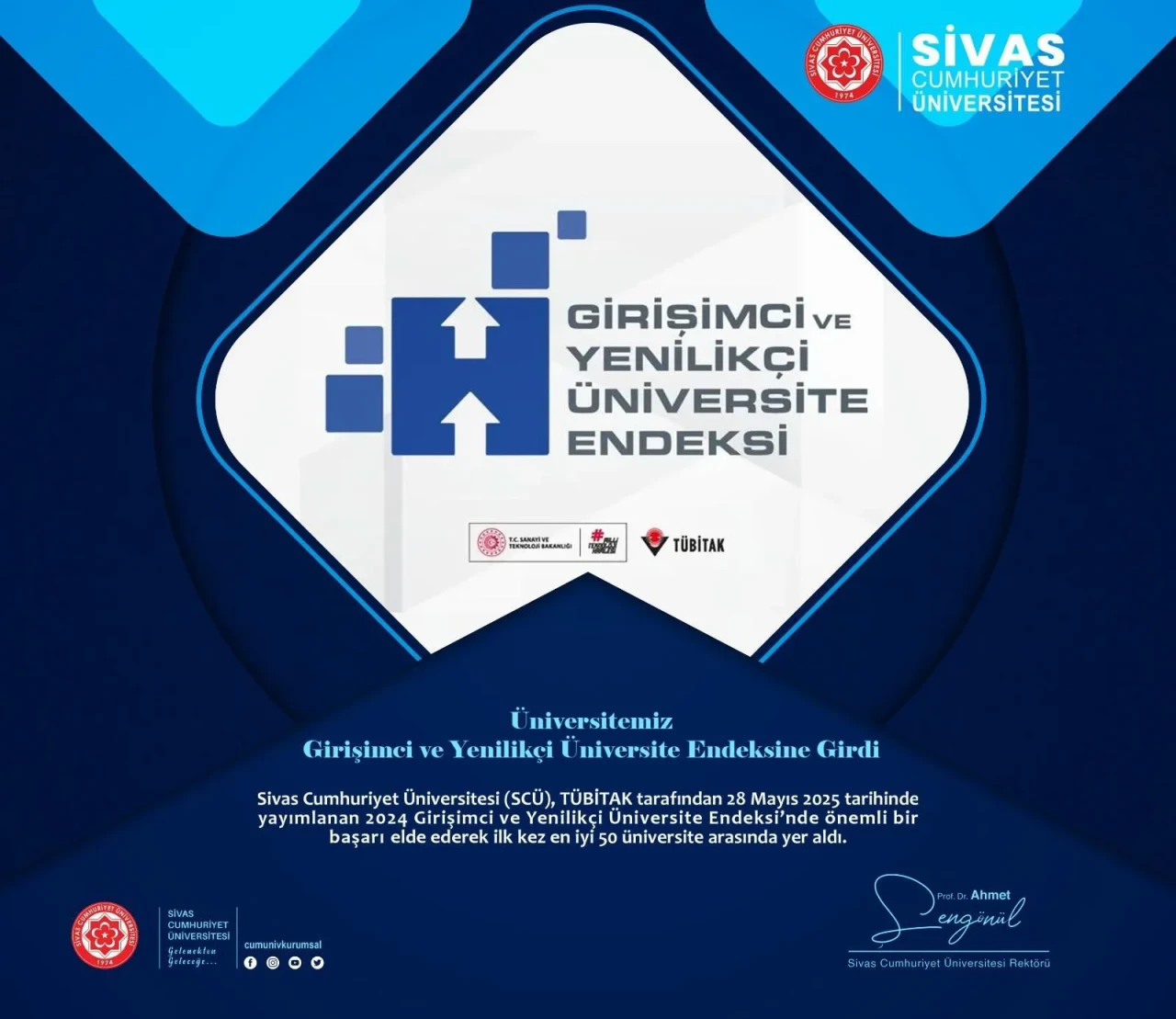Sivas Cumhuriyet Üniversitesi, TÜBİTAK Endeksi’nde İlk 50’de