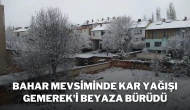Bahar Mevsiminde Kar Yağışı Gemerek'i Beyaza Bürüdü