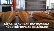 Sivas’ta Kurban Bayramında Nöbetçi Fırınlar Belli Oldu