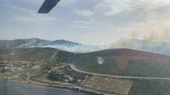 İzmir Urla’da Makilik Alanda Çıkan Yangına Müdahale Sürüyor