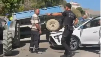 Traktöre Arkadan Çarptı: Şans Eseri Kurtuldu