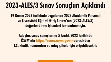 ALES SONUÇLARI AÇIKLANDI
