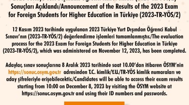 Türkiye Yurt Dışından Öğrenci Kabul Sınavı Sonuçları Açıklandı