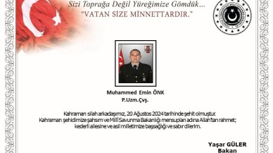 Pençe-Kilit Harekatı Bölgesinde Piyade Uzman Çavuş Şehit Oldu