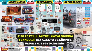 A101 26 Eylül Aktüel Kataloğunda Teknoloji,  Beyaz Eşya ve Sürpriz Ürünlerde Büyük İndirim!