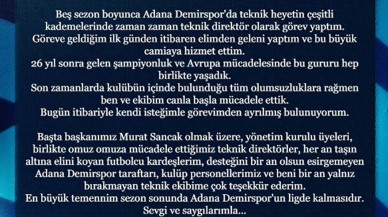 Adana Demirspor’da Serkan Damla Görevini Bıraktı