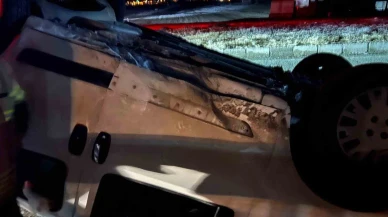 Trafik Kazası: 1 Araç Ters Döndü, 3 Yaralı