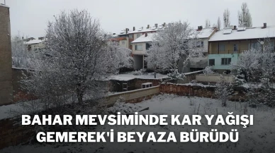 Bahar Mevsiminde Kar Yağışı Gemerek'i Beyaza Bürüdü