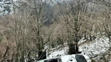 Karlı Yolda Kaza: Ağaçlar Hayat Kurtardı