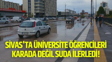 Sivas'ta Üniversite Öğrencileri Karada Değil, Suda İlerledi!