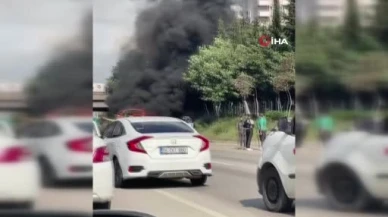 Seyir Halindeki Midibüs Yandı İşçiler Son Anda Kurtuldu